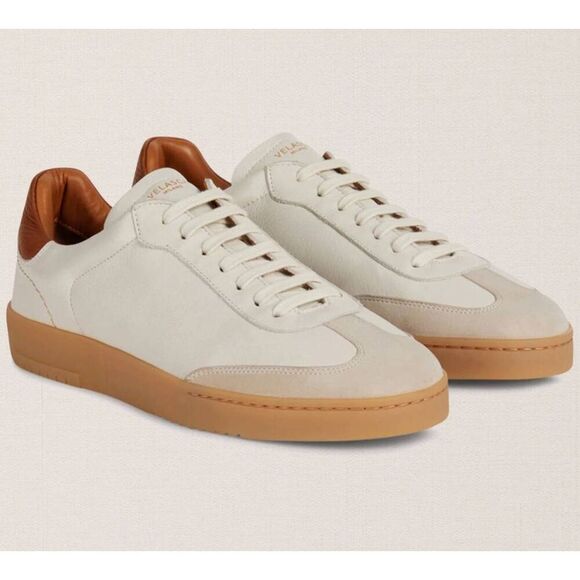 NEW Velasca Sneakers Men's 9 42 Cream Ciciarun Calf Leather Suede Low Top - Picture 9 of 9